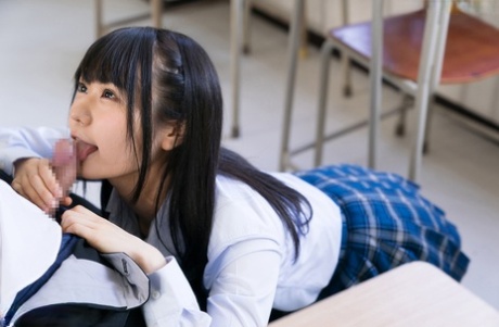 Naughty Japanese Schoolgirl Catches Cum After Teacher's Doggystyle Discipline
