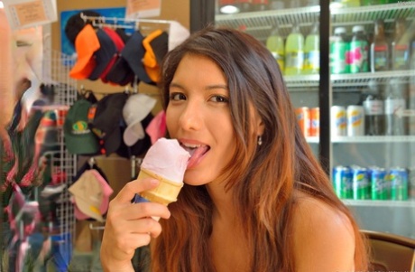 Snuggle-deprived: Teenager Melody-IV shows off her shaved pubic area and buttocks in public.