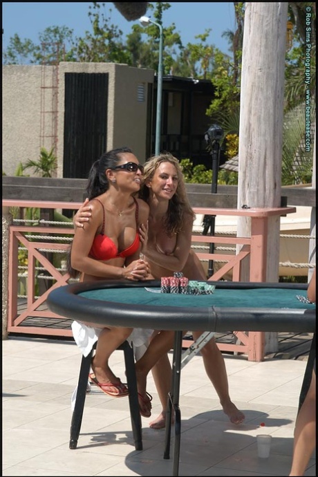 Lesbian Girls Go For A Skinny Dip After A Game Of Strip Poker By A Pool