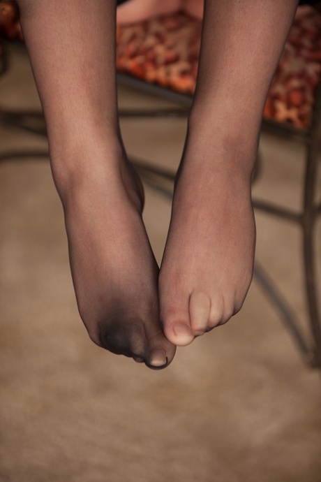 Flighty Chick With Delicious Feet Jillian Janson Wearing Hot Black Lingerie