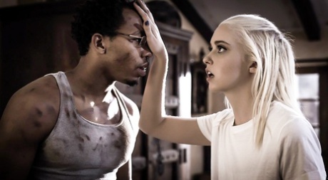 Platinum blonde teen Chloe Cherry gets banged by her black stepfather