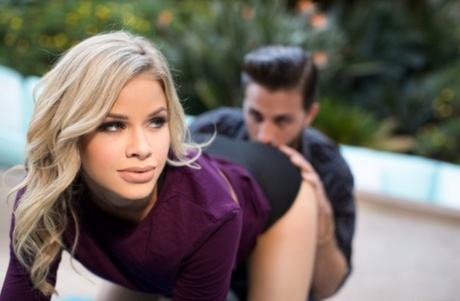 Hot blonde chick Jessa Rhodes fucks her man after outdoor yoga session