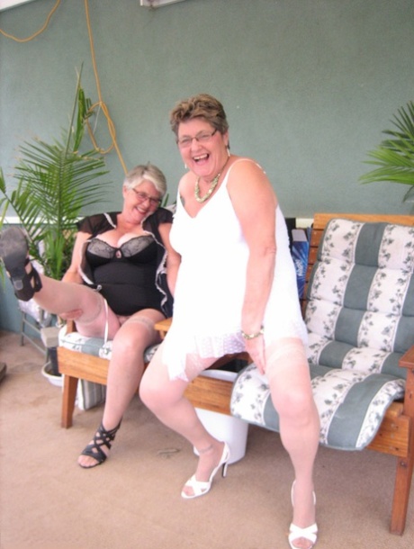 Fat Old Women Girdle Goddess & Grandma Libby Hold Their Boobs After Dildo Play
