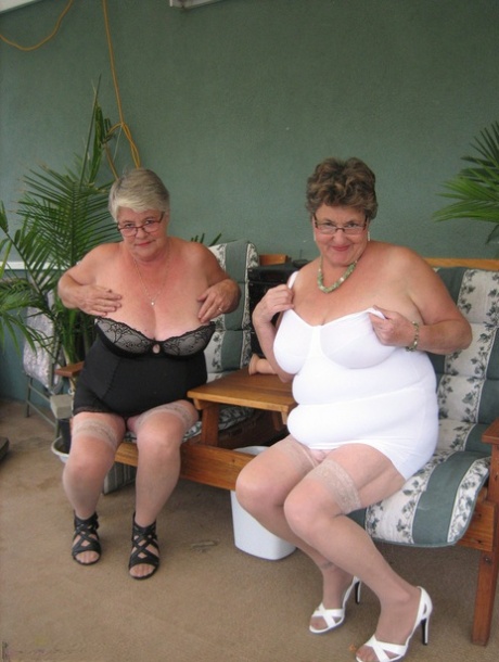 After taking a dip, Girdle Goddess and Grandma Libby reveal their breasts to themselves like big cats.
