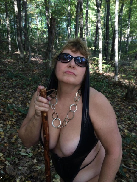 Hikers who are not professional birds jealous when outdoors as Busty Bliss shows off her natural tits while hiking in the woods.