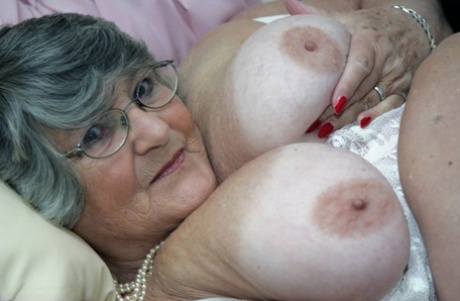 Obese Granny Grandma Libby Gets Completely Naked On A Leather Chesterfield