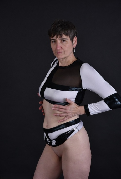 Took a moment to show granny's dark hair, where she can see her tits and pussy are still sagging for the first time.