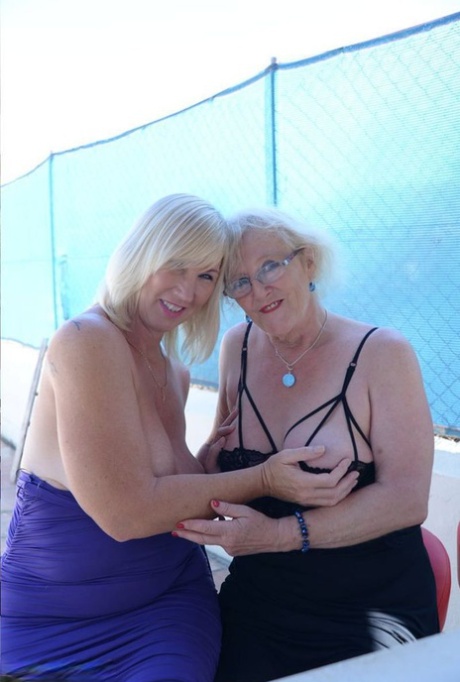 Older UK Woman Engage In Softcore Lesbian Relations Out On The Patio