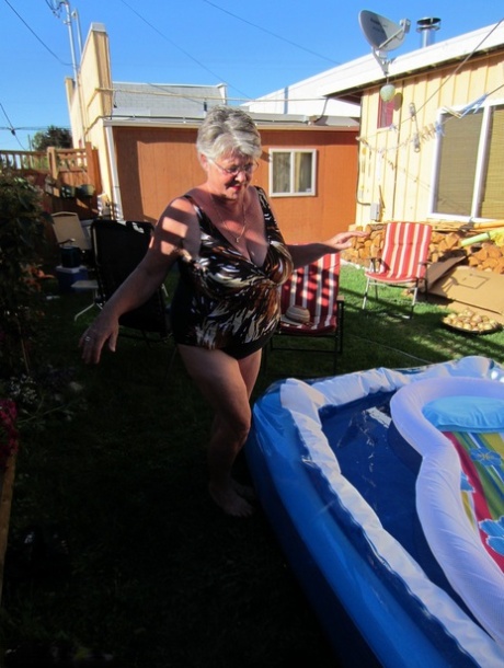 Fatty Mature Granny Girdle Goddess Peels To Enjoy Wading Pool Skinny Dip