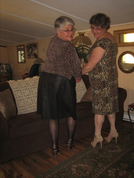 Old Women Strip Down To Matching Girdles Before Baring Floppy Tits And Beavers