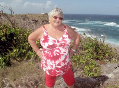 Obese Nan Grandma Libby Gets Wet And Naked While Spending The Day At A Beach
