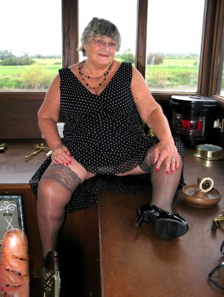 Fat British Nan Grandma Libby Masturbates In Stockings While On Board A Boat