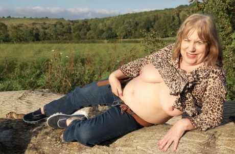 The British speedy shows up in a farmer's field and is stripped down to her nakedness.