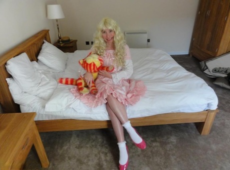 Older Blonde Barby Slut Exposes Her Pussy While Wearing A Cosplay Outfit