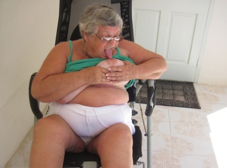 Obese British Woman Grandma Libby Gets Completely Naked On Exercise Equipment