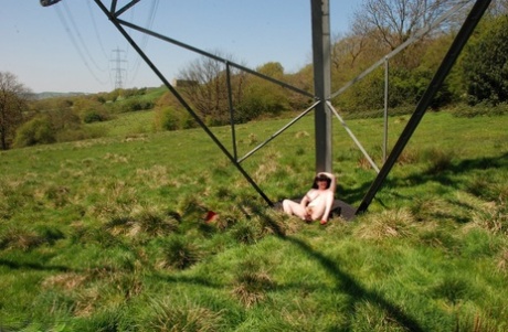 UK Amateur Juicey Janey Toys Her Pussy Underneath A Hydro Transmission Tower