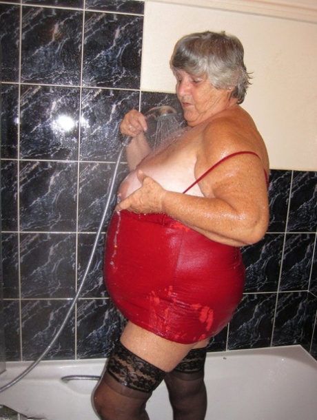 Obesity: Grandmother Libby is seen in the shower wearing stockings while naked.