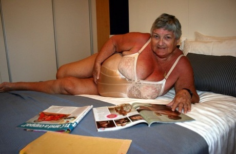 Fat British Lady Grandma Libby Masturbates While Perusing A Girly Magazine