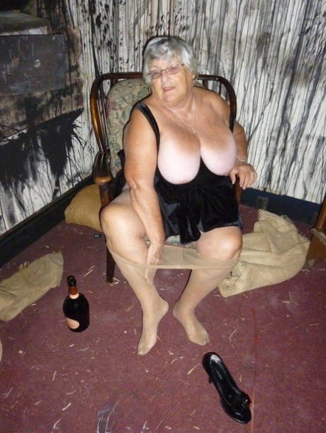 Old Woman Grandma Libby Sticks An Empty Bottle Of Booze In Her Vagina
