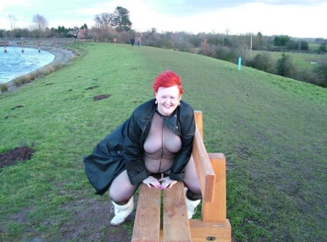 Wearing a crotchless stocking and playing with some toys in the park, Redhead Valgasmic Exposed is an example of this.