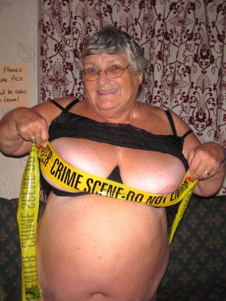 Obese Granny Grandma Libby Wraps Her Mostly Naked Body In Crime Scene Tape