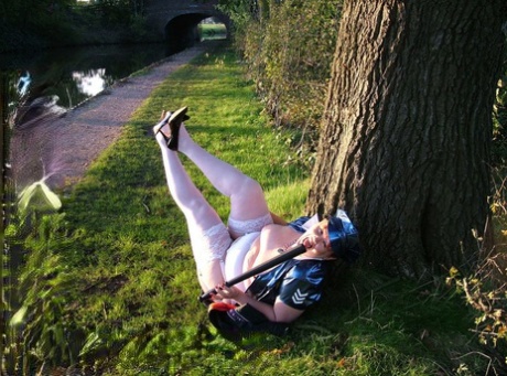 Valgasmic Exposed exposes herself as a fat, overweight redhead on a canal path.