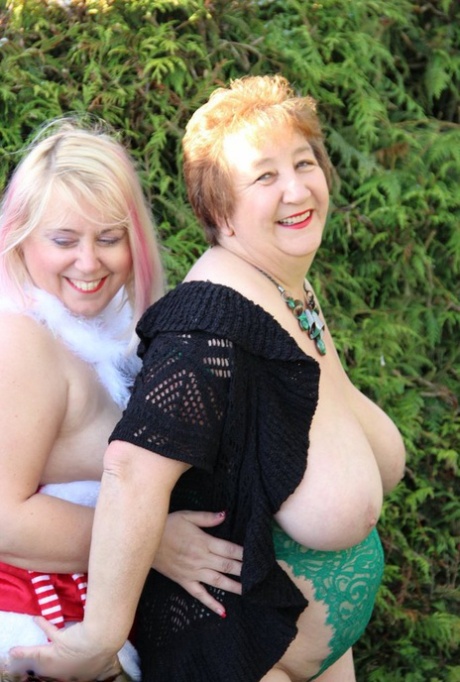 Bum savanna: Fat granny Kinky Carol and her boyfriend from Big Bang Theory came up with the embarrassing photo of themselves in a yard sale.