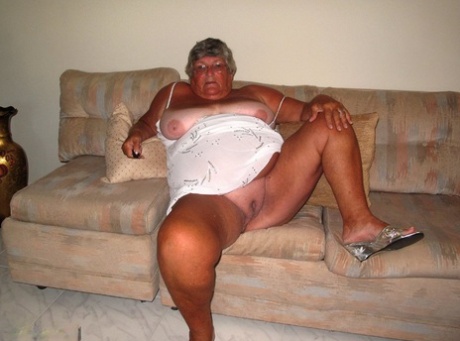 Fat Lady Grandma Libby Bares Her Saggy Tits And Big Ass While On A Couch