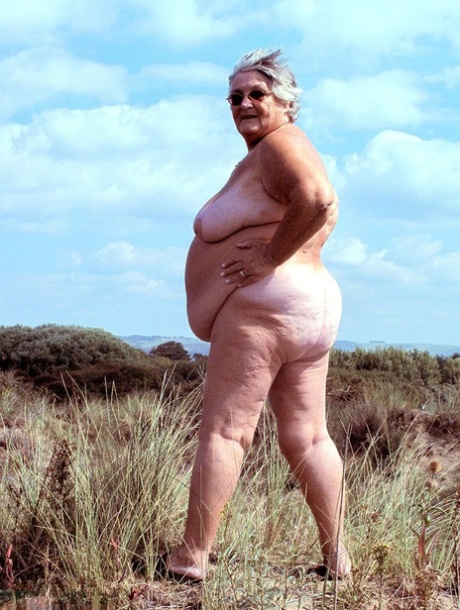 Grandma Libby, an obese British national, is stripped down to her knees while exploring the outdoors.