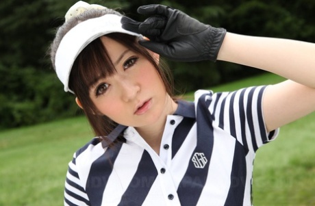Cool Japanese athlete sporting flashy panty attire while golfing on the links.