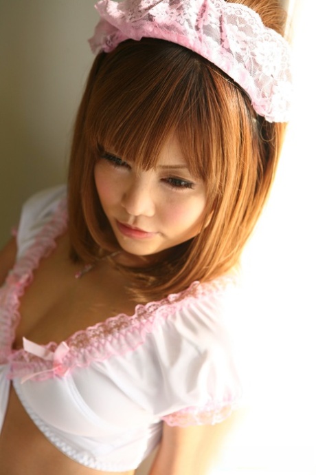 Adorable Japanese Redhead Hitomi Yoshino Poses Non Nude In A Maid's Uniform