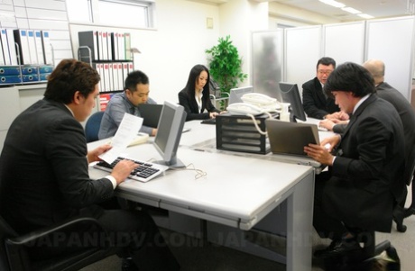 Japanese Businesswoman Ai Mizushima Gets Gangbanged In Her Office