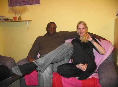 Blonde Teen Has Her First Interracial Sex Experience On A Loveseat