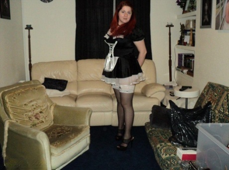 Overweight Maid With Red Hair Finds Herself Ball Gagged And Handcuffed At Work