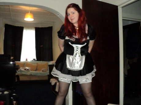 Overweight Maid With Red Hair Finds Herself Ball Gagged And Handcuffed At Work