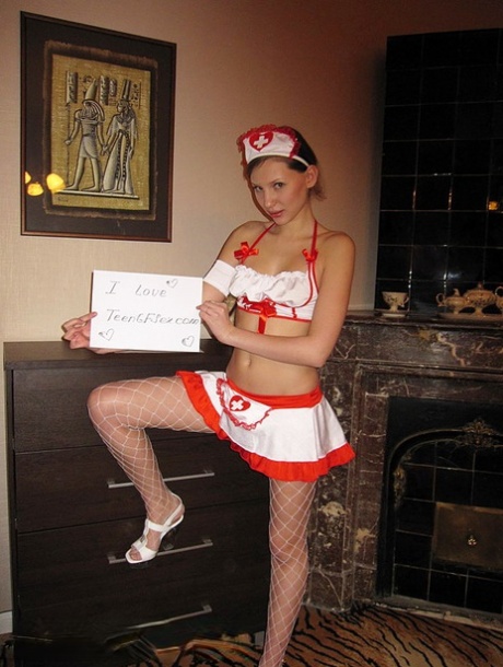 An amateur girl named Vera wears naughty nurse clothing before engaging in POV sexual activity.