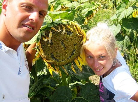 Blonde Amateur Adele Gets Banged Doggystyle Amid A Field Of Sunflowers