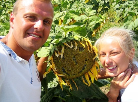 Blonde Amateur Adele Gets Banged Doggystyle Amid A Field Of Sunflowers