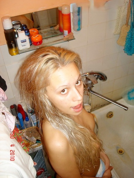 After showering, the blonde who was not legally registered but still has a large cock and enjoys having her partner perform oral sex.