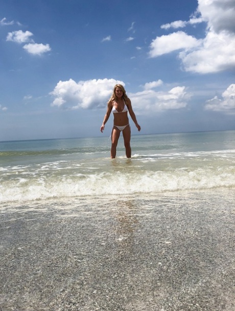 Amateur Girl Meet Madden Wanders Into The Lake Wearing A Skimpy White Bikini