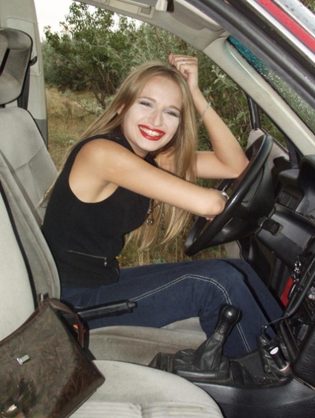Thin Teen With Tiny Titties Makes Her Nude Modelling Debut In And Out Of A Car