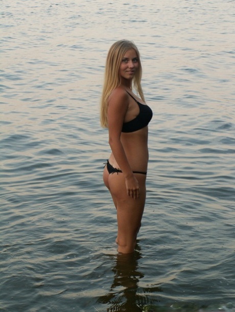 Blonde Teen Eats An Apple From The Tree After Getting Naked In The Lake