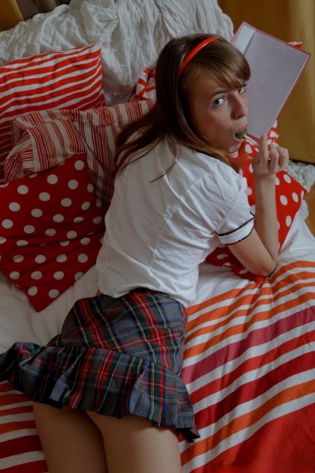 Cute Schoolgirl Zanna Gets Naked On Her Bed Before Pleasing Herself With Toys