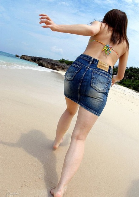 Japanese teen Chikaho Ito models non nude at the beach in a bikini