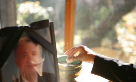 Moving: Japanese widow Miho Sonoda fondles herself as she grieves the loss of her husband.