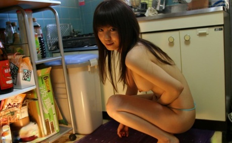 Japanese teen Kurara gets totally naked while at home in her apartment