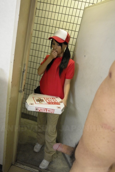 The door of Miku Oguri, a Japanese pizza delivery girl, is met with a rude reception.