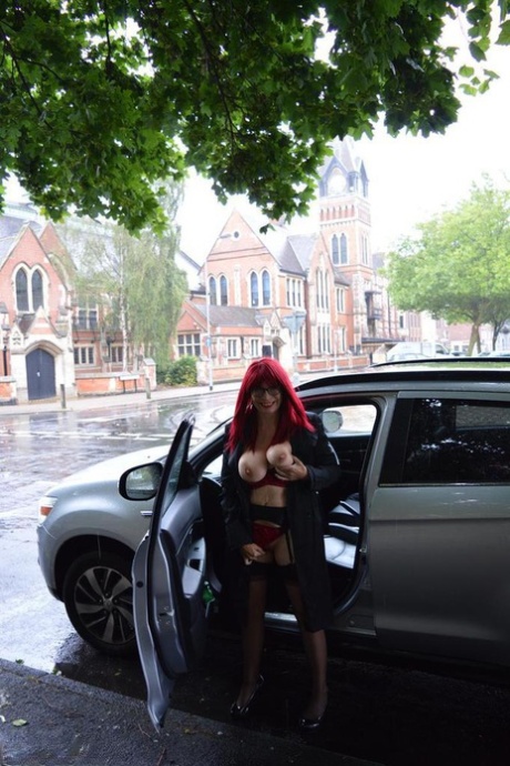 Mature Redhead Barby Slut Gets Naked In Public Places On A Wet Day