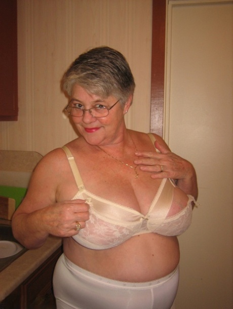 Old Woman Girdle Goddess Strips To Pantyhose In Her Kitchen