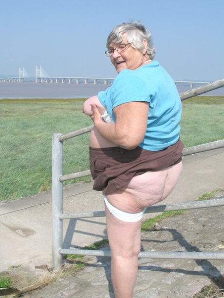 A dejected elderly woman named Grandma Libby flaunts her body on a deserted bike path.